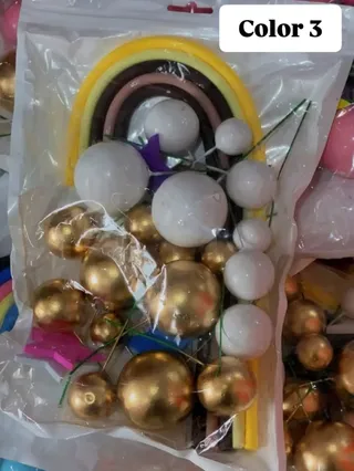 Silicone rainbow arch/ faux balls topper
