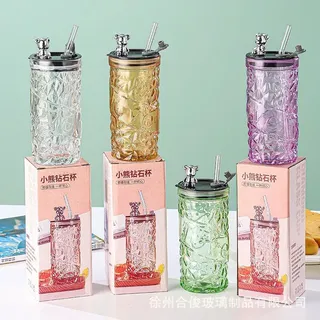 Crystal sippy glass cup