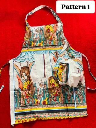 Pattern Apron with cap