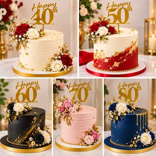 Happy 40th-80th birthday topper