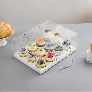 Transparent Cupcake box with handles
