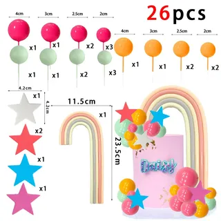 Silicone rainbow arch/ faux balls topper