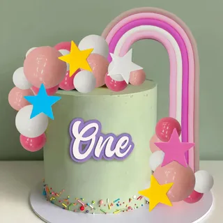 Silicone rainbow arch/ faux balls topper