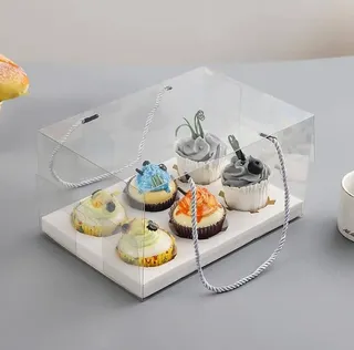 Transparent Cupcake box with handles