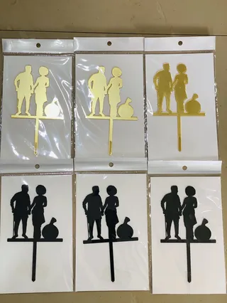 Traditional wedding silhouette acrylic topper