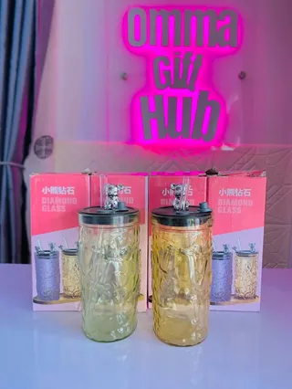 Crystal sippy glass cup