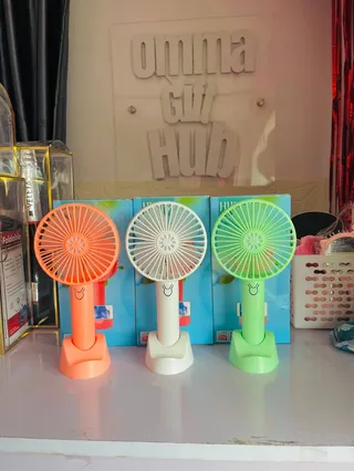 Mini rechargeable fan with phone stand