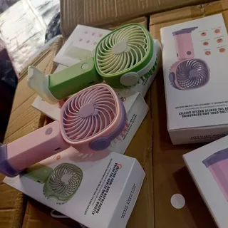 Mini rechargeable fan with phone stand