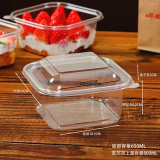 Transparent 800ml square bowl