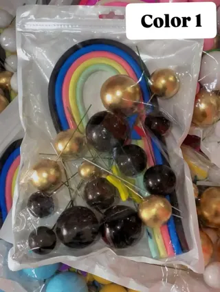 Silicone rainbow arch/ faux balls topper