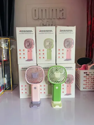 Mini rechargeable fan with phone stand