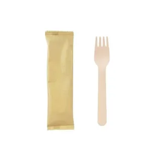 Small individual wrap wooden spoon/fork