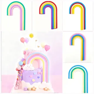 Silicone rainbow arch/ faux balls topper