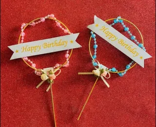 Beaded happy birthday topper