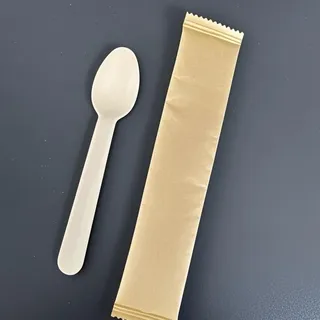 Small individual wrap wooden spoon/fork